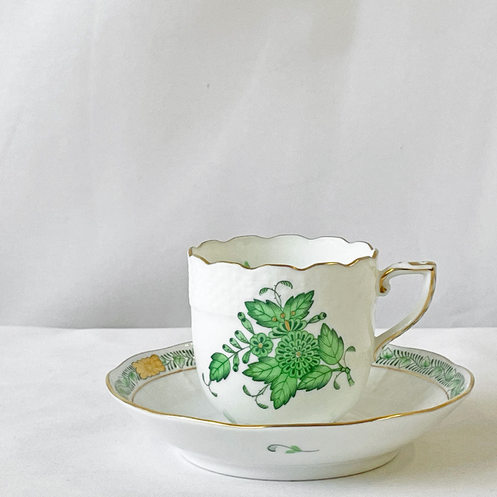 【用賀店】ヘレンド HEREND アポニーヒストリックグリーン デミタスカップ＆ソーサー 陶器 ハンドペイント ハンガリー 雑貨 買取させていただきました。