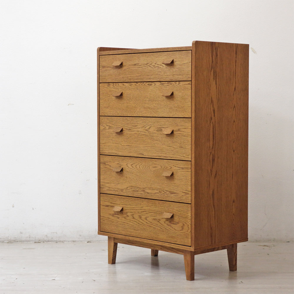 【祖師ヶ谷大蔵店】ウニコ unico クルト KURT トールチェスト 5段 オーク突板 アッシュ材 ブラウン w70cm 北欧ビンテージスタイル 買取させていただきました。