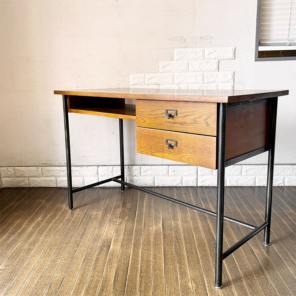 【経堂店】クラッシュゲート CRASH GATE イージーライフ Easy Life ラン LAN デスク オーク材 スチール脚 片袖 2ドロワー W110cm 廃番モデル 買取させていただきました。