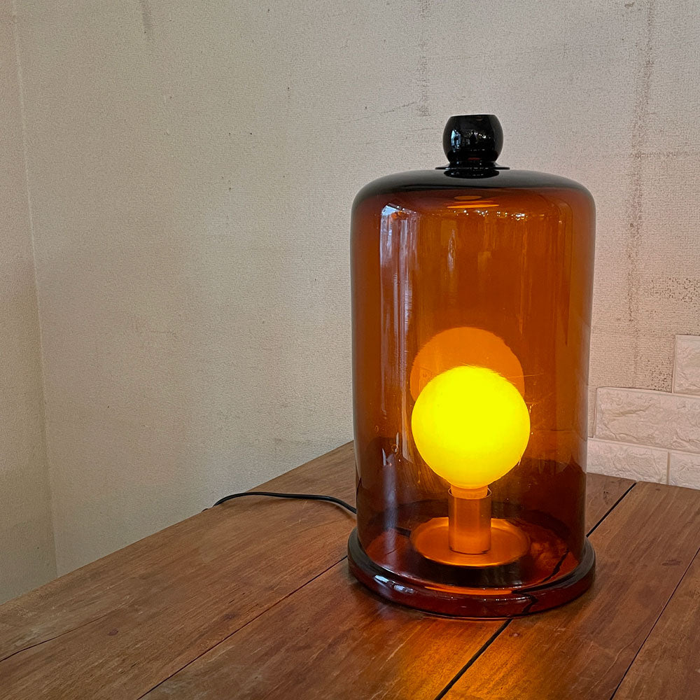 【経堂店】ビンテージ Vintage アンバーガラス ベルジャー 真空保管用 ガラスドーム + IKEA BARALUND ランプベース 買取させていただきました。