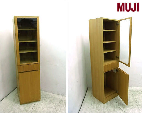 廃盤 の人気アイテム"MUJI" 無印良品のスリムタイプ タモ材 木製カップボード★【買取＆販売＆レンタル】
