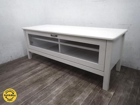 Momo Natural モモナチュラル coco ココ TV ボード パイン材 ～ 清楚なホワイトカラーのAVボード【買取と販売とレンタルのお店】