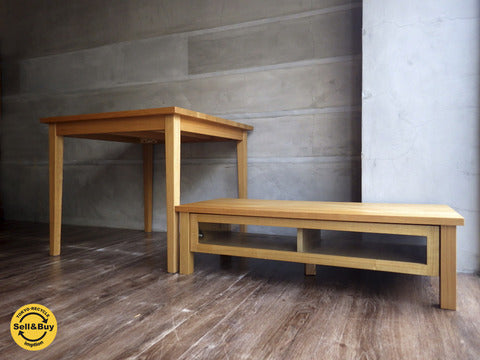 無印良品 MUJI /幅 85cm スクエアダイニングテーブル ・ 1段 フラップ式 AVボード ～ 廃盤となった希少な タモ材 アイテム！【買取と販売とレンタルのお店】