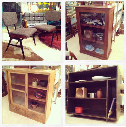 明日はSUNDAY★セレクトされた新入荷アイテムを一挙に4種ご紹介♪ヴィンテージスタイルチェア＆日本のヴィンテージ家具＆無垢材ガラスキャビネット【買取＆販売＆レンタル】
