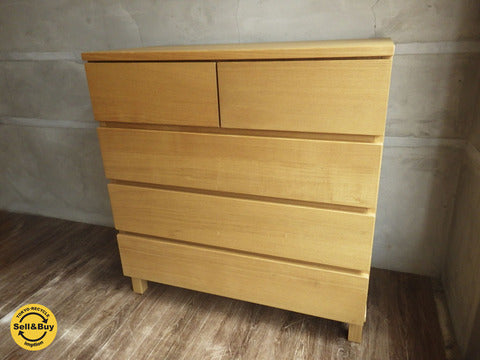 MUJI / 無印良品 タモ材4段チェスト ナチュラル～シンプルで使い勝手の良い、無印良品の廃盤タモ材チェスト。