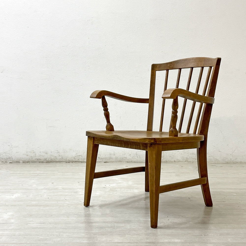 【祖師ヶ谷大蔵店】ジャパンビンテージ Japan Vintage アームチェア ダイニングチェア 木製肘付き椅子 ナチュラル スティックバック 古家具 買取させていただきました。