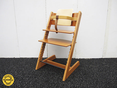 ノルウェー STOKKE / ストッケ社 ベビー&キッズチェアの元祖 旧ベビーガード＆新タイプ背ガード付！ 『 TRIPP TRAPP / トリップトラップ 』  ～ 幅広いインテリアに馴染む人気色チェリーカラー！