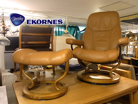 北欧ノルウェーが生んだ至高の座り心地 ～ Ekornes エコーネス ストレスレス チェア ディププロマット キャメルカラー【買取と販売とレンタルのお店】