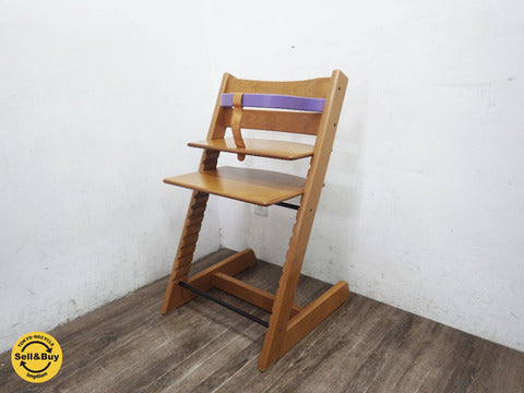 ストッケ STOKKE トリップトラップ 新型 チェリー 紫ガード付　『人間工学に基づいてデザインされた名作チェア』【買取と販売とレンタルのお店】