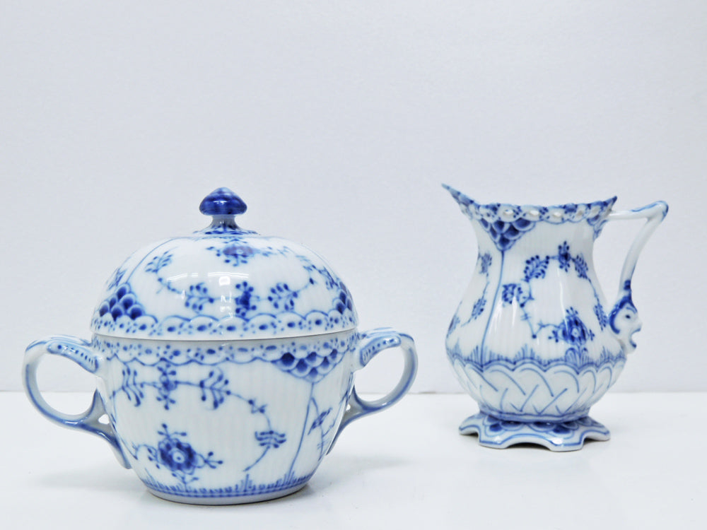 ロイヤルコペンハーゲン ROYAL COPENHAGEN ブルーフルーテッド クリーマー & シュガーポット   中古品 買い取りしました。