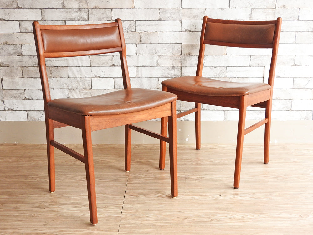 Brdr. Tromborg Eftf ダイニングチェア チーク材 レザー ヴェスタヴィグ・エリクセン Vestervig Eriksen デンマークビンテージ × 2脚 中古品  買い取りしました。