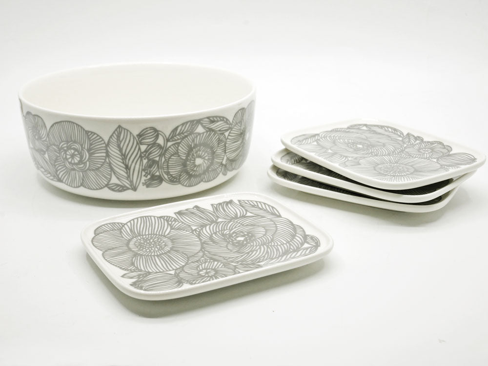 マリメッコ marimekko クルイェンポルヴィ KURJENPOLVI スクエアプレート ＆ ボウル グレー 廃番カラー北欧食器 フィンランド 中古品 買い取りしました。