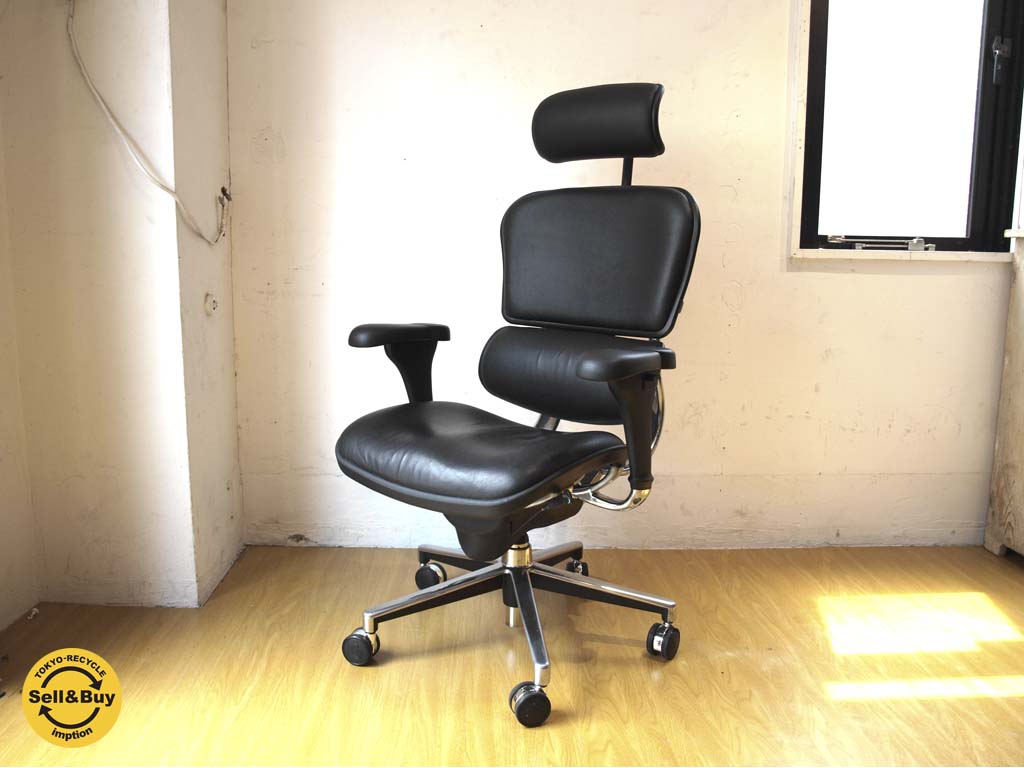 エルゴヒューマン Ergohuman ベーシック レザーシート リクライニングチェア オフィス家具 ブラック 中古品 買い取りしました。