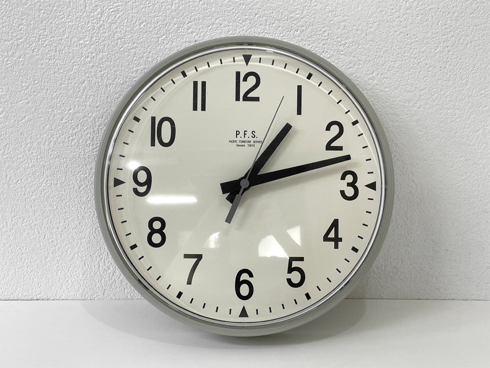パシフィックファニチャーサービス P.F.S. ウォールクロック 12" WALL CLOCK 掛時計 アラビアインデックス プラスティック インダストリアルデザイン 中古品 買い取りしました。