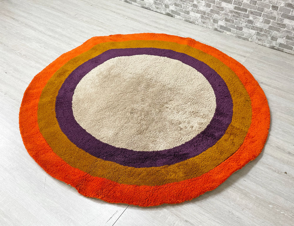 ミッドセンチュリーモダン Mid-Century Modern No.36 オリジナルラグマット ラウンド型 アクリル100％ 直径150cm 定価￥75,240- 中古品 買い取りしました。