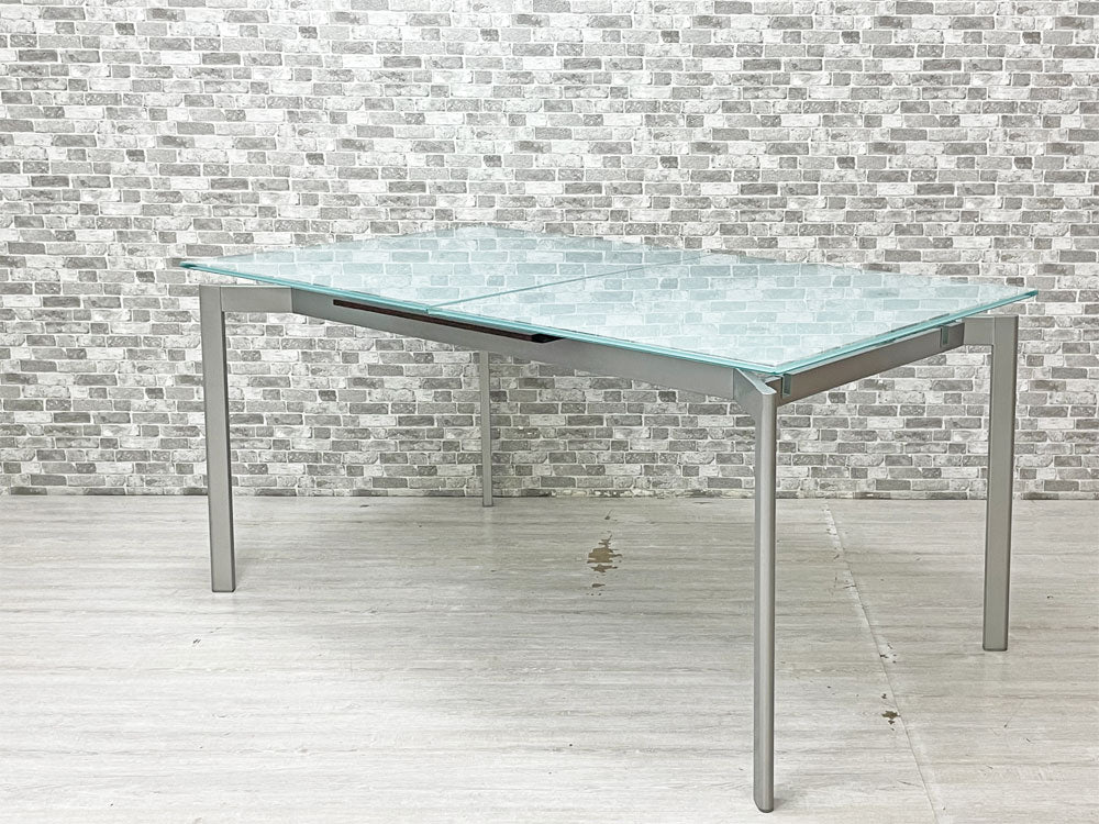 カリガリス Calligaris エクステンションテーブル 伸長式 EX ダイニングテーブル W160-215cm ガラス天板 ウォールナットカラー天板 スチール脚 イタリアモダン 買い取りしました。