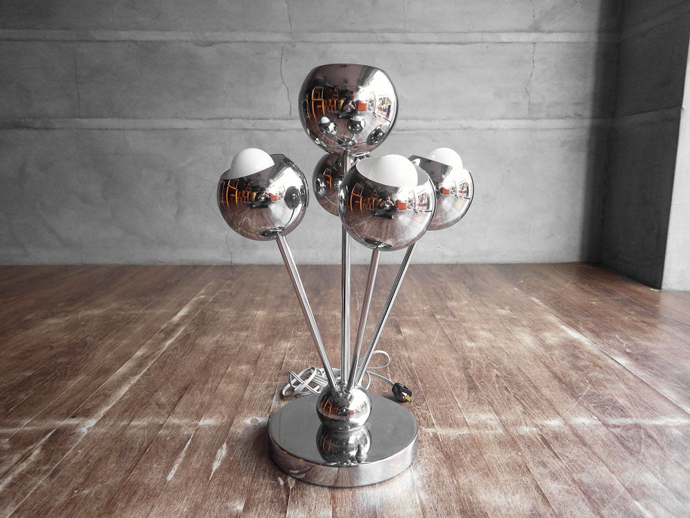 Torino社 スプートニク 6灯 テーブルランプ フロアライト 3段階調光 クローム 60-70'sビンテージ ミッドセンチュリー スペースエイジ アトミック イタリア 中古品 買い取りしました。
