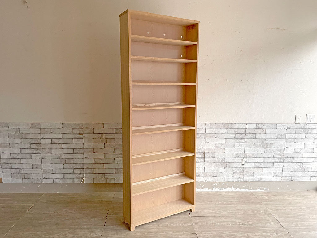無印良品 MUJI タモ材 組み合わせて使える木製収納 ハイタイプ H209cm D21cm 本棚 ブックシェルフ 脚カット 中古品 買い取りしました。