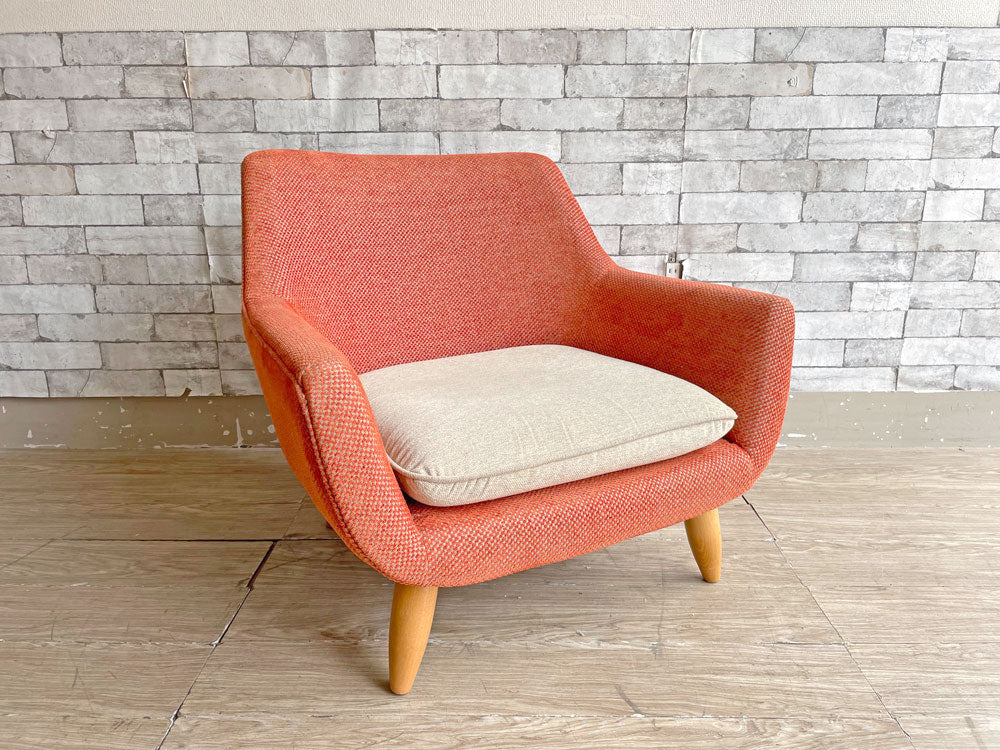 フライミーパーラー FLYMEe Parlor 1Pソファ n262 オレンジ ×アイボリー ファブリック 北欧スタイル 定価￥116,600- 受注生産品 中古品 買い取りしました。