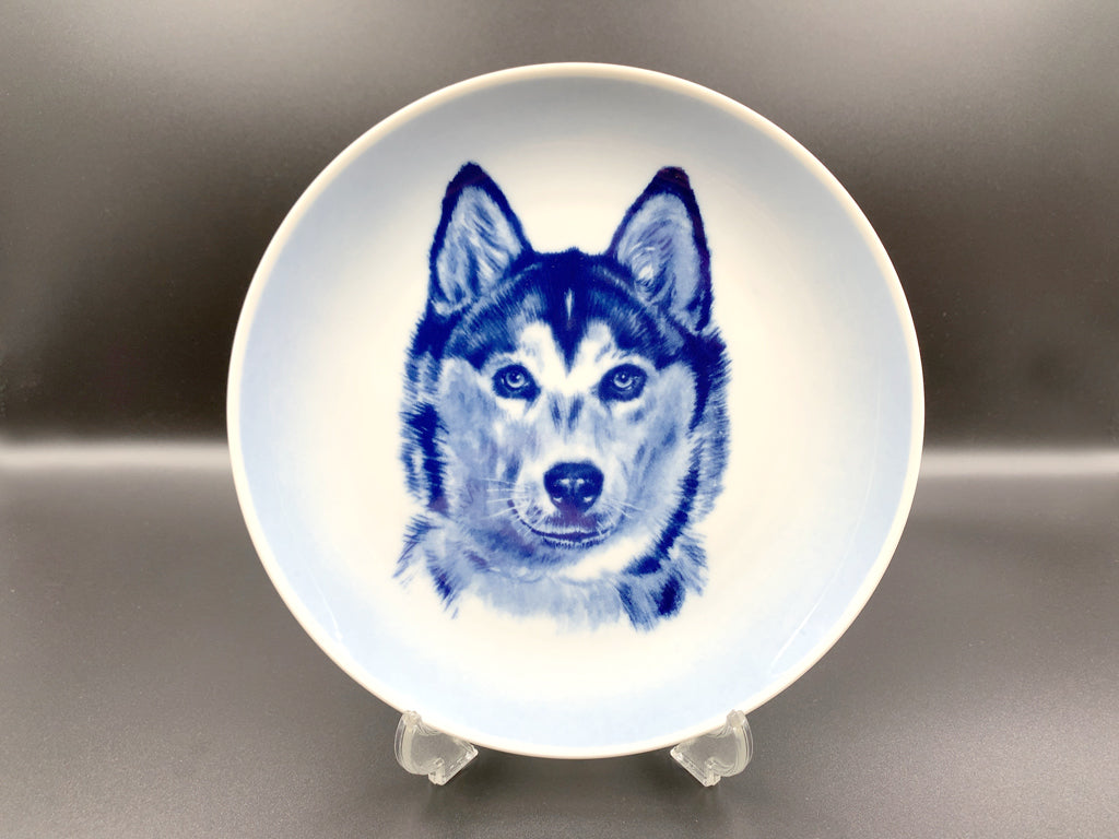 トーブ スペンセン トーブ スヴェンセン Tove Svendsen ドッグプレート ウォールプレート 絵皿 シベリアンハスキー 犬 ブルー 北欧 デンマーク  中古品  買い取りしました。