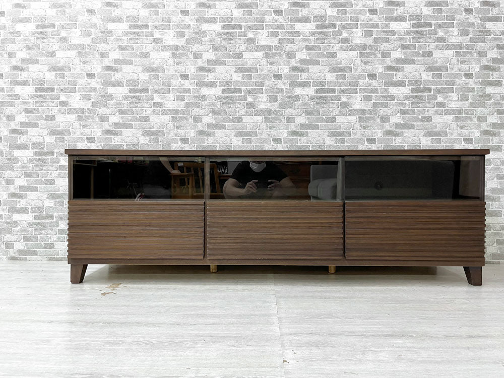 モダンデザイン Modern Design オーク材 AVボード 格子 ダークブラウン W160.5cm  買い取りしました。