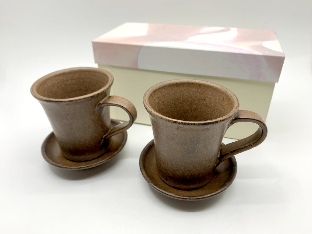 小澤基晴 Motoharu Ozawa ブロンズ釉 カップ＆ソーサー C＆S 2客セット 箱付 美品 陶芸家 現代作家 中古品 買い取りしました。