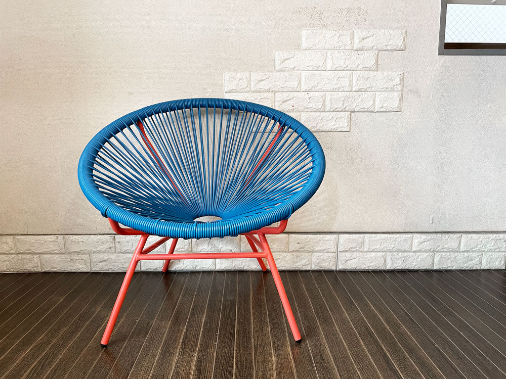 フランフラン Francfranc ロータス パーソナルチェア ガーデンチェア ブルー × レッド ポリエチレン製 廃番カラー 定価￥19,800-  中古品  買い取りしました。