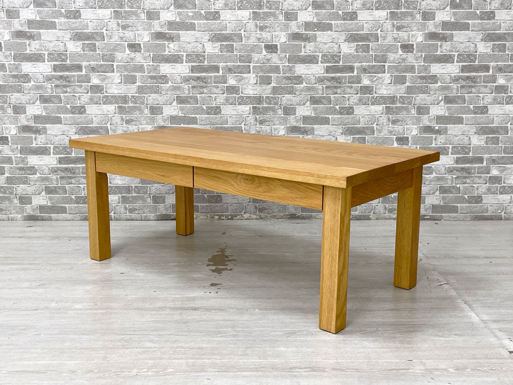無印良品 MUJI 木製ローテーブル オーク無垢材 ナチュラル 抽斗2杯 W90×D45×H35cm シンプルデザイン 中古品 買い取りしました。