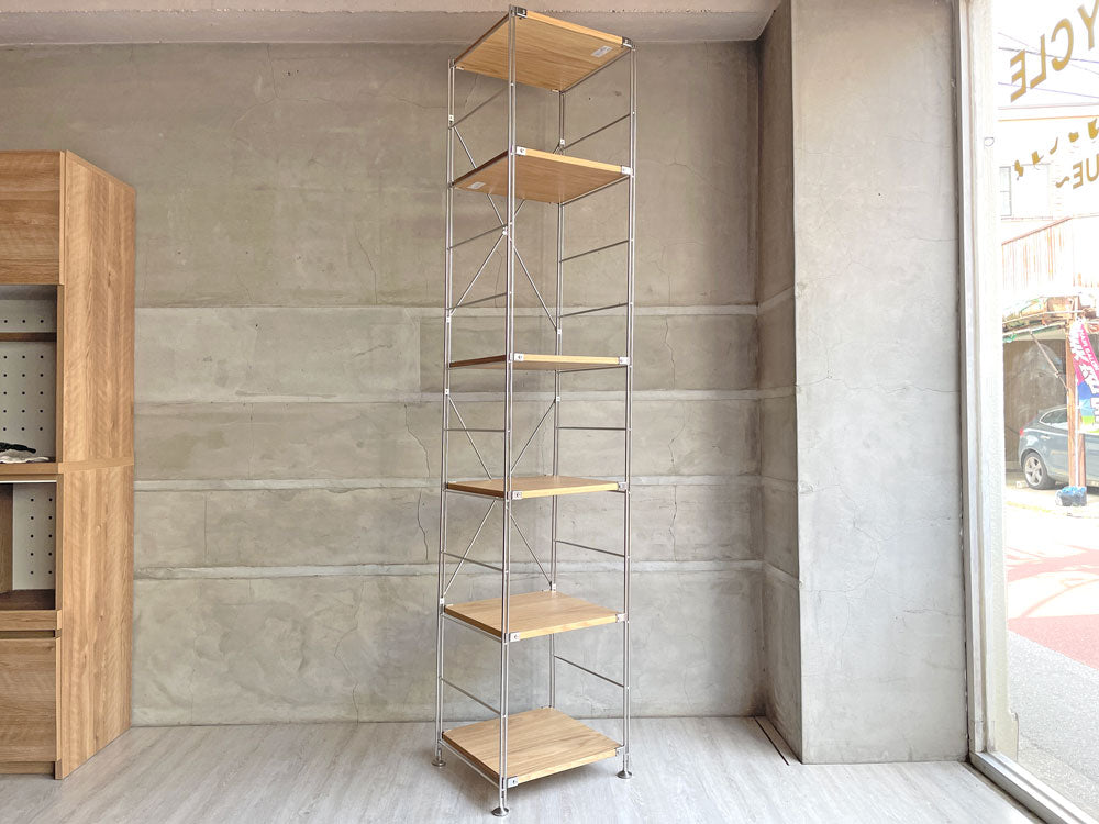 無印良品 MUJI ステンレスユニットシェルフ オーク材 スリムタイプ H213cm 棚板6枚 定価￥39,700- 中古品 買い取りしました。