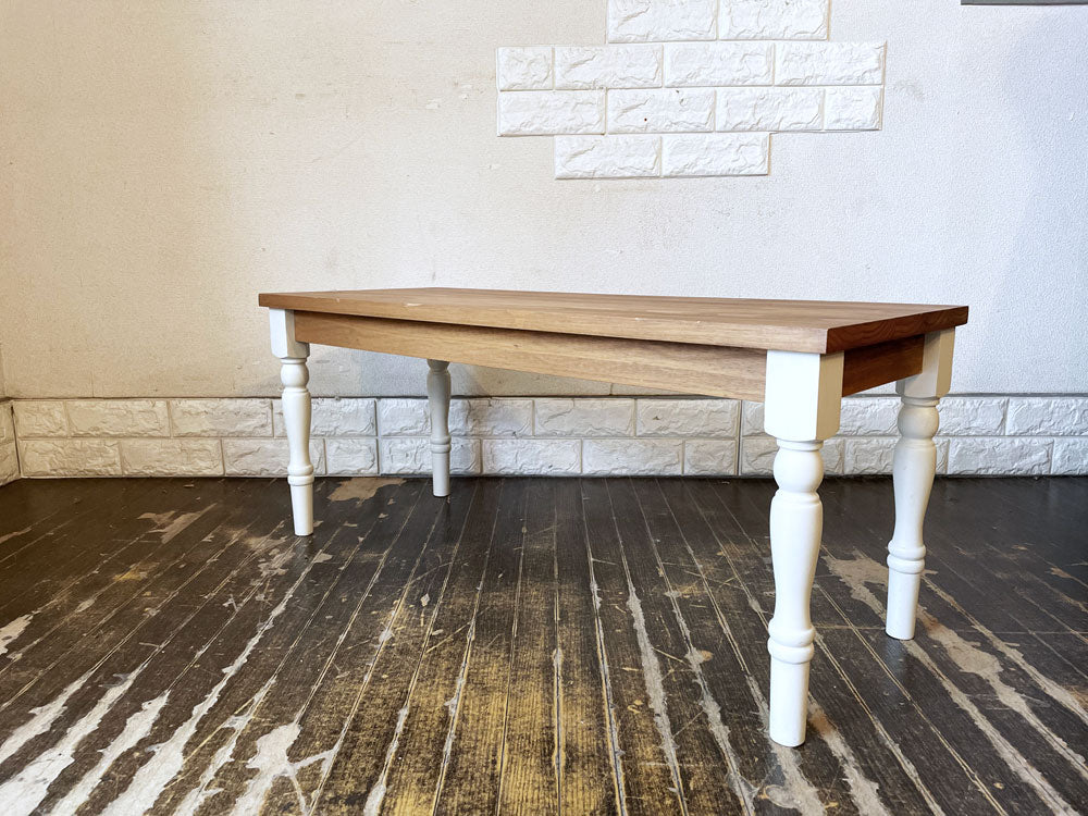 フランフラン Francfranc パイン材 ベンチ ローテーブル W90cm ホワイトペイント フレンチカントリー 中古品  買い取りしました。