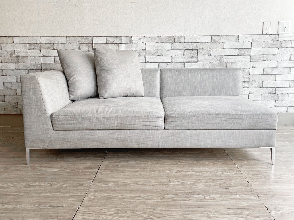 タイムアンドスタイル TIME & STYLE ジャンルイ JEAN-LOUIS 2人掛け 片肘ソファ 左アーム ファブリック グレー系 クッション付 廃番 定価30万円以上 中古品 買い取りしました。