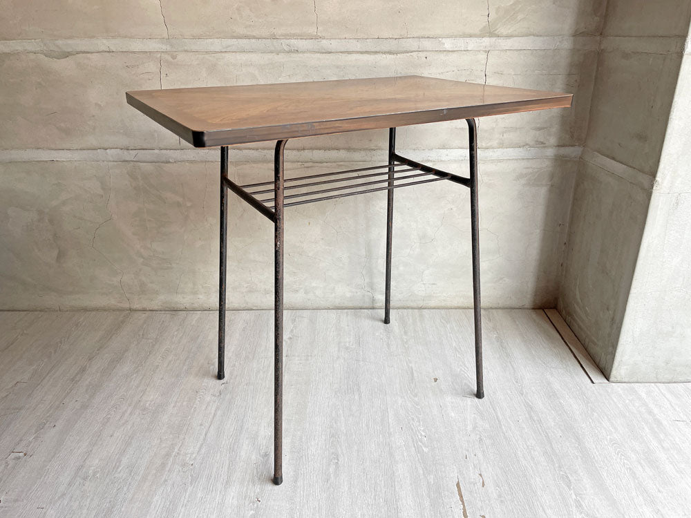 ジャパンビンテージ Japan Vintage 日本の古いサイドテーブル 作業台 デコラトップ 鉄脚 昭和レトロ W75cm 中古品 買い取りしました。
