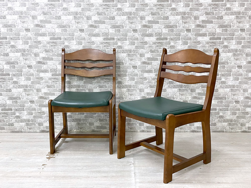 カリモク karimoku ダイニングチェア 2脚セット 合皮 グリーン カントリースタイル 中古品 買い取りしました。
