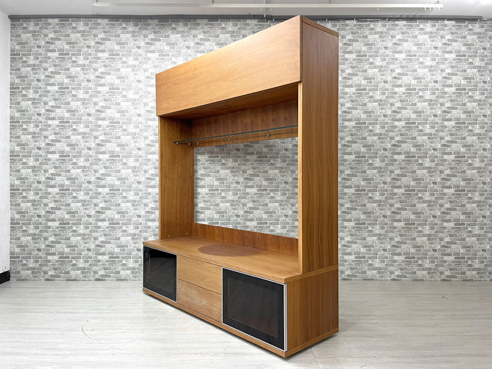 モーダエンカーサ moda en casa AVキャビネット TVボード 壁面収納 シェルフ キャビネット ウォールナット材×ガラス棚板 買い取りしました。