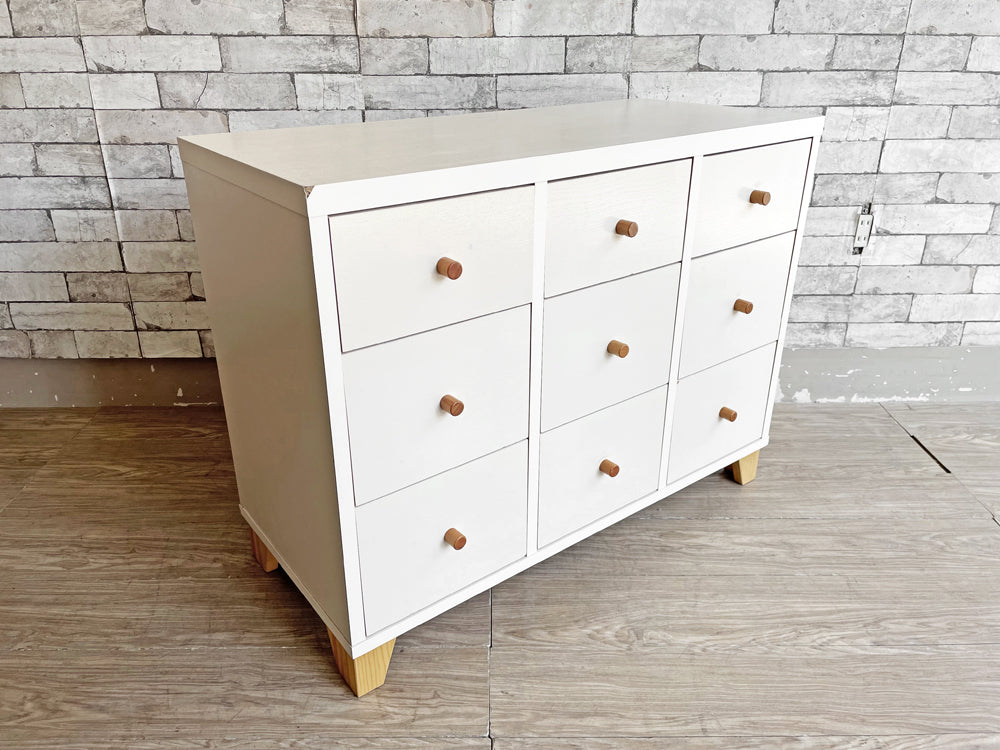 モモナチュラル Momo natural ラブチェスト LOVE CHEST T-90 9ドロワー 3段 抽斗9杯 ホワイト 定価￥32,000- 中古品 買い取りしました。