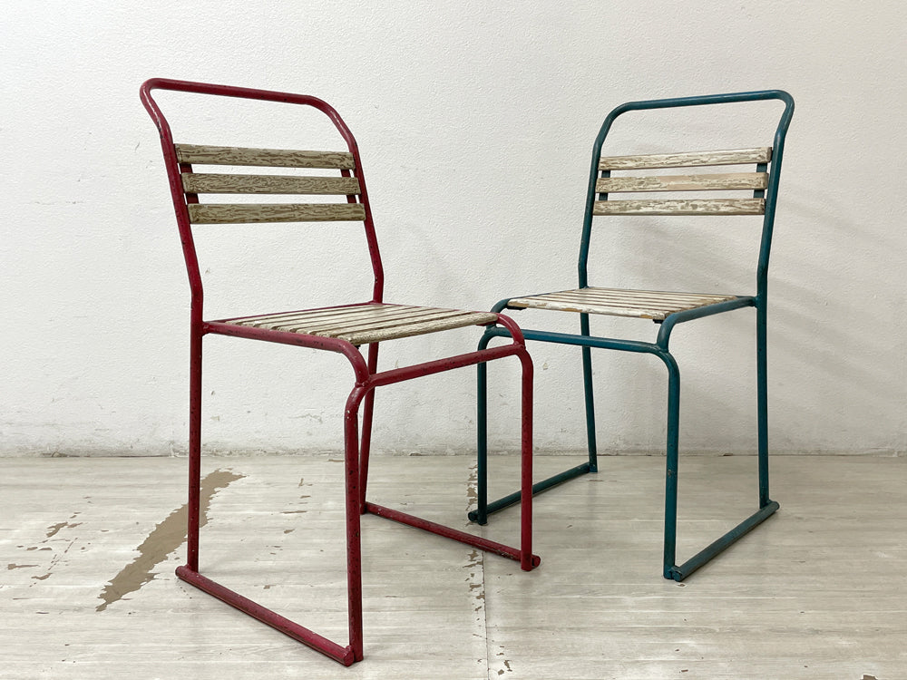 アンティークスタイル Antique style スタッキングチェア ロンドン ウィンブルドン 2脚セット レッド＆ブルー アスプルンド取扱い 中古品 買い取りしました。