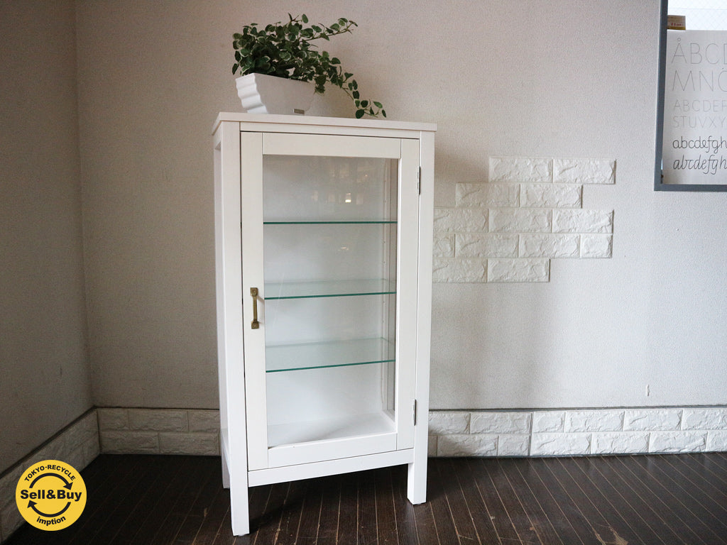 モモナチュラル Momo Natural シエル CIELE ガラスキャビネット キュリオケース ショーケース 飾り棚 ホワイト 中古品  買い取りしました。