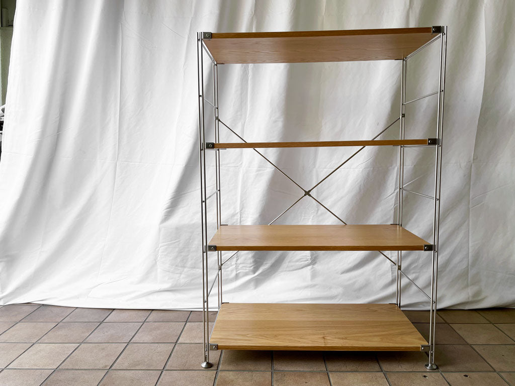 無印良品 MUJI ステンレスユニットシェルフ オーク材 ワイド・中 W86 4段 定価27,900円 中古品 買い取りしました。