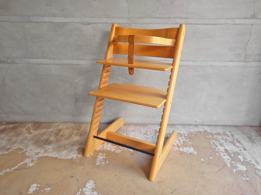 ストッケ STOKKE トリップトラップ TRIPP TRAPP 新型初期 ナチュラル 木製ガード＆レザーベルト ベビーチェア 北欧 ノルウェー  中古品 買い取りしました。
