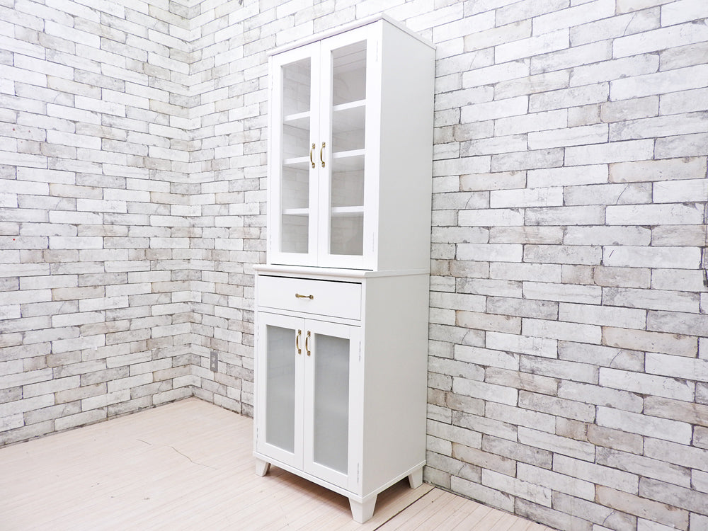 モモナチュラル momo natural ランド LAND カップボード 食器棚 パイン材 ホワイト 定価\77,000-  中古品 買い取りしました。