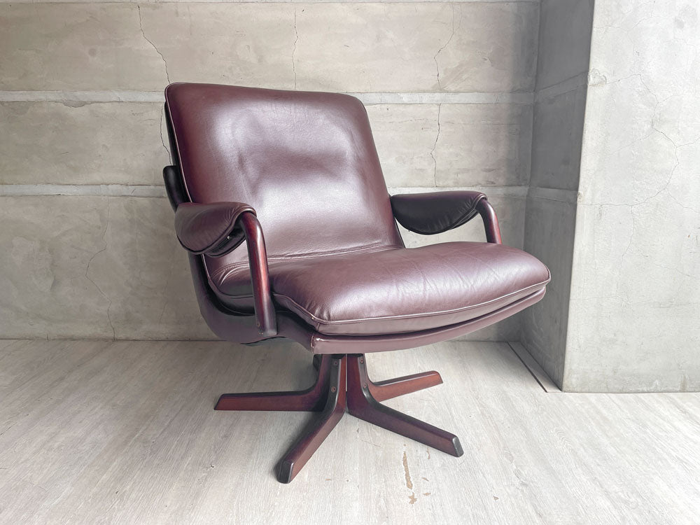 ベルグファニチャー Berg Furniture ラウンジチェア シングルソファ オーク材 本革 ブラウン 北欧 デンマーク 中古品 買い取りしました。