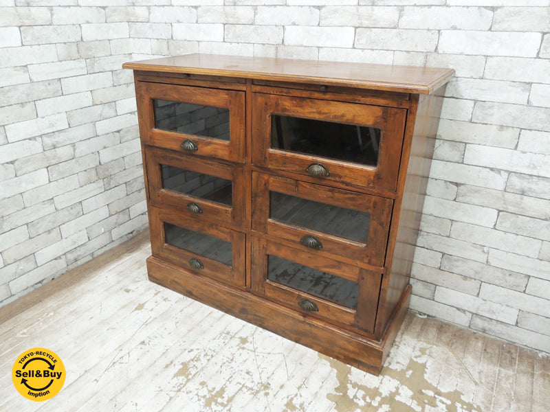 ビーカンパニー B-COMPANY 6ドロワー チェスト キャビネット アジアン家具 マホガニー 無垢材　中古品 買い取りしました。祖師谷大蔵店 出張買取もお任せ下さい。