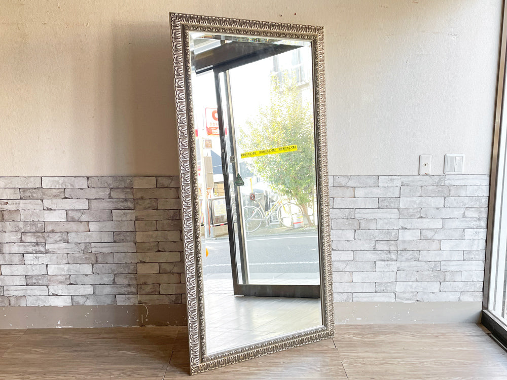 ヨーロピアンクラシカル European Classical 特大 スタンドミラー 全身鏡 H179cm シルバーカラー 店舗什器 補修痕有 現状品 中古品  買い取りしました。