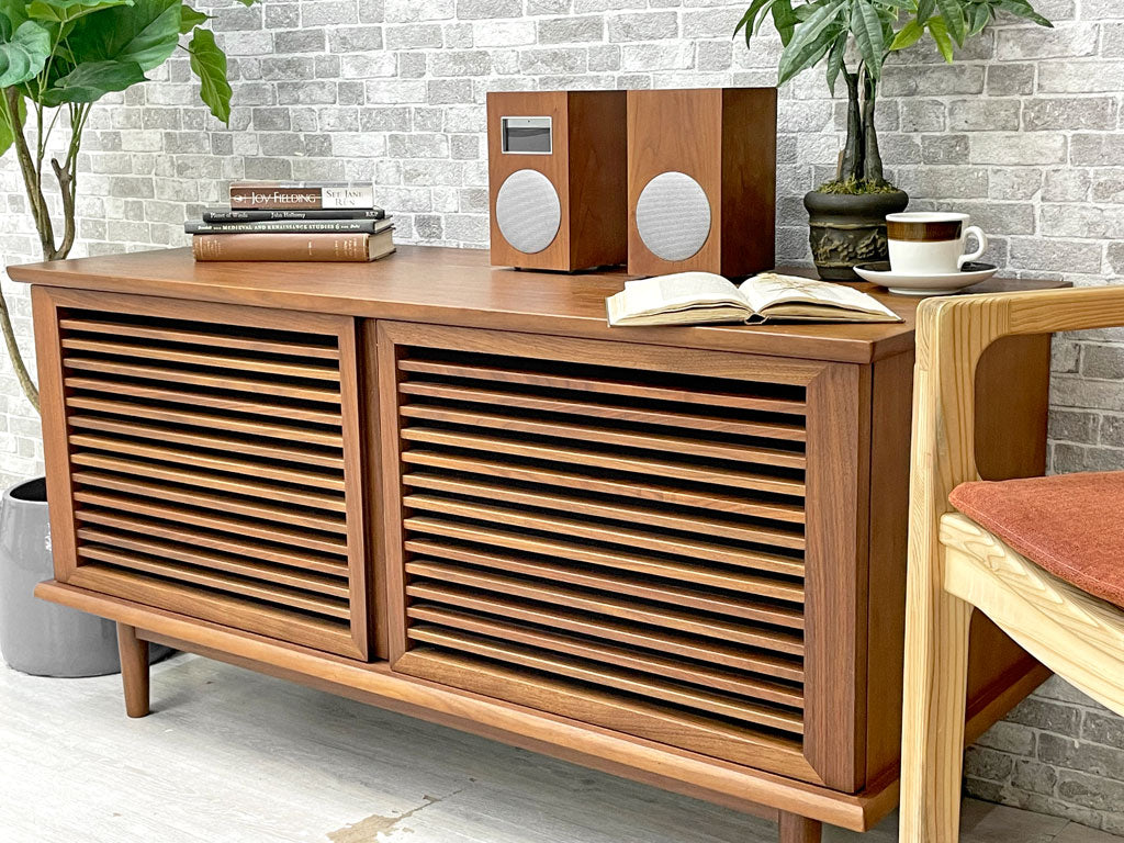 カンディハウス CONDE HOUSE アム am エスポワ テレビボード キャビネット W116cm ウォールナット材 ルーバー扉 システムファニチャー 廃番 中古品 買い取りしました。