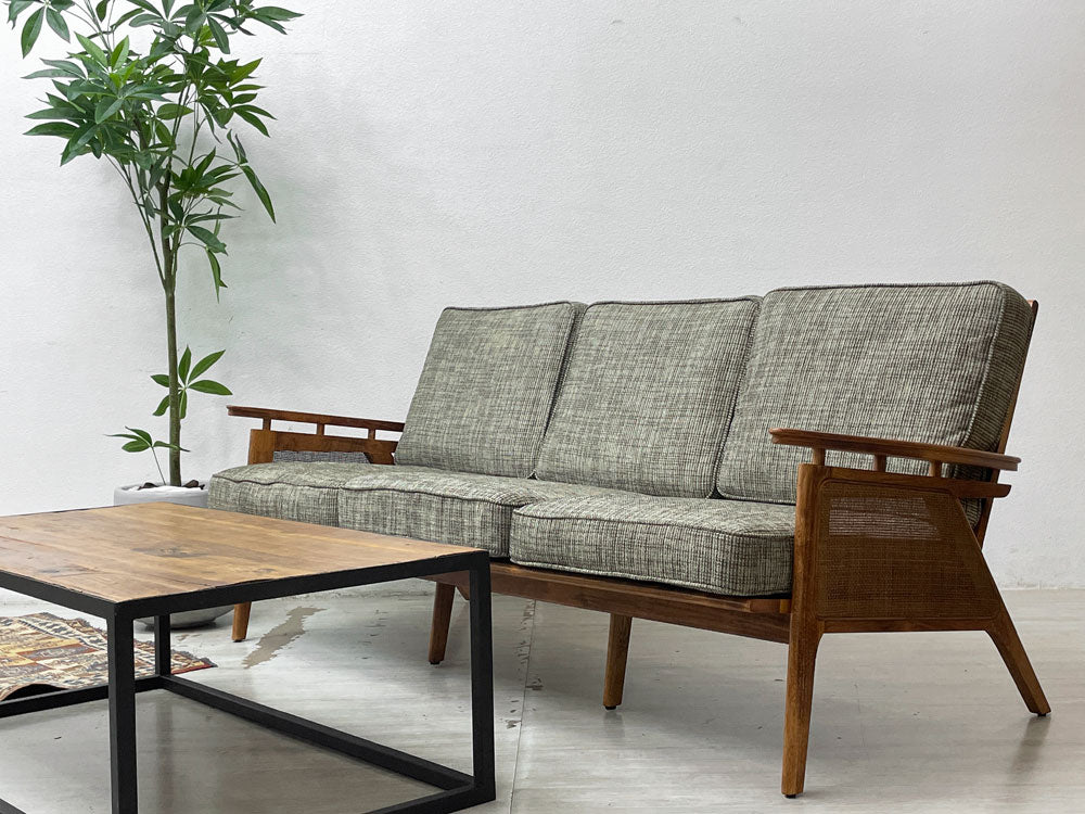 アクメファニチャー ACME Furniture ウィッカー WICKER SOFA 3P ハックベリー ラタン ファブリック 西海岸スタイル 定価￥198,770- 中古品 買い取りしました。