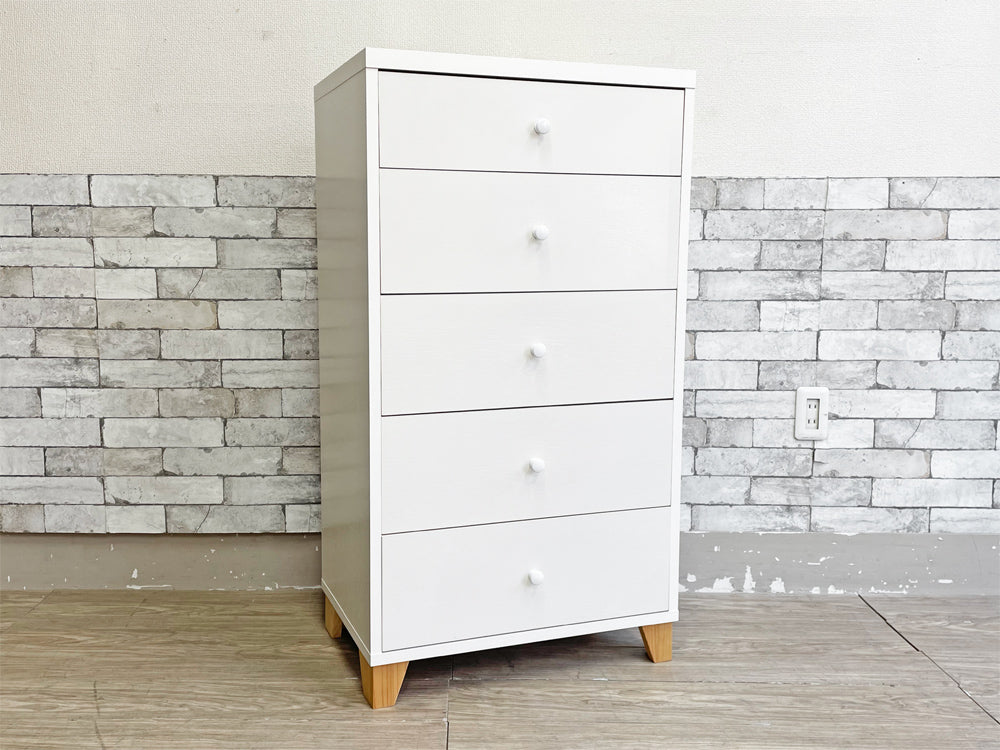 モモナチュラル MOMO Natural ラブチェスト LOVE CHEST トールチェスト 抽斗5杯 ホワイト 中古品 買い取りしました。