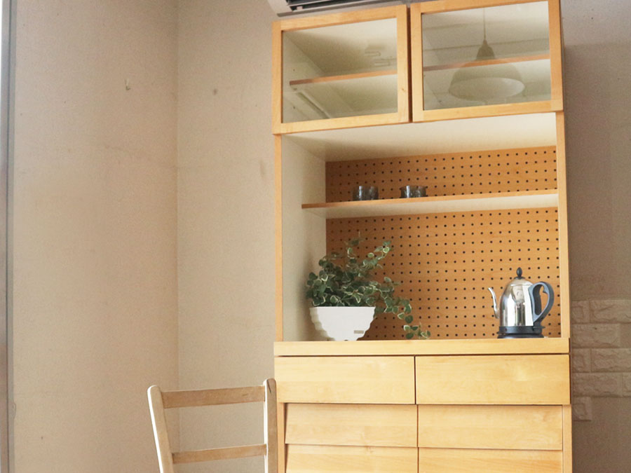 ウニコ unico トゥオ TUO キッチンボード カップボード 食器棚 Sサイズ アルダー材 ナチュラル ～『優しくて、明るくて、楽しくなる。広松木工製造の希少な逸品。』～