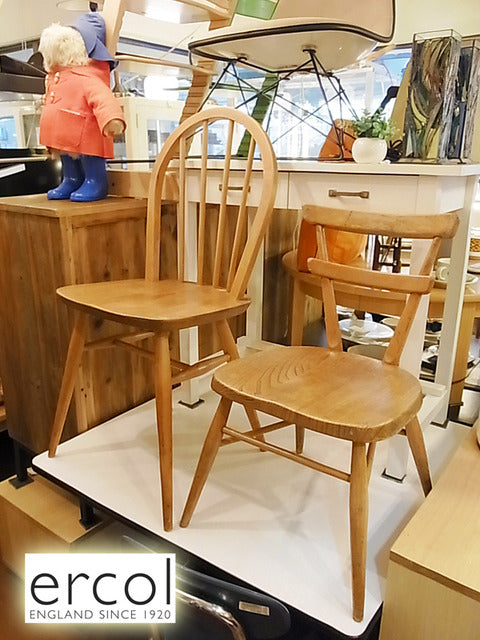 英国ヴィンテージが生み出す素朴な古材の美しさ☆ アーコール ercol  『 ダブルバックチェア & フープバックチェア 』　【買取と販売とレンタルのお店】
