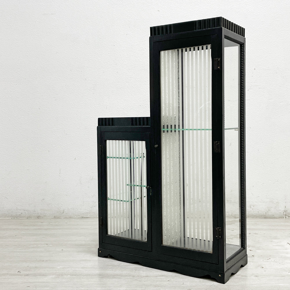 【祖師ヶ谷大蔵店】ジャパンビンテージ Japan Vintage 2連ガラスキャビネット 飾り棚 違い棚 コレクションケース 古家具 レトロ 買取させていただきました。