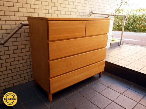 無印良品 MUJI 廃盤 タモ材 4段チェスト 天板に無垢材を使用した希少なチェスト ～ コーディネートし易いのもデザインです。【買取と販売とレンタルのお店】